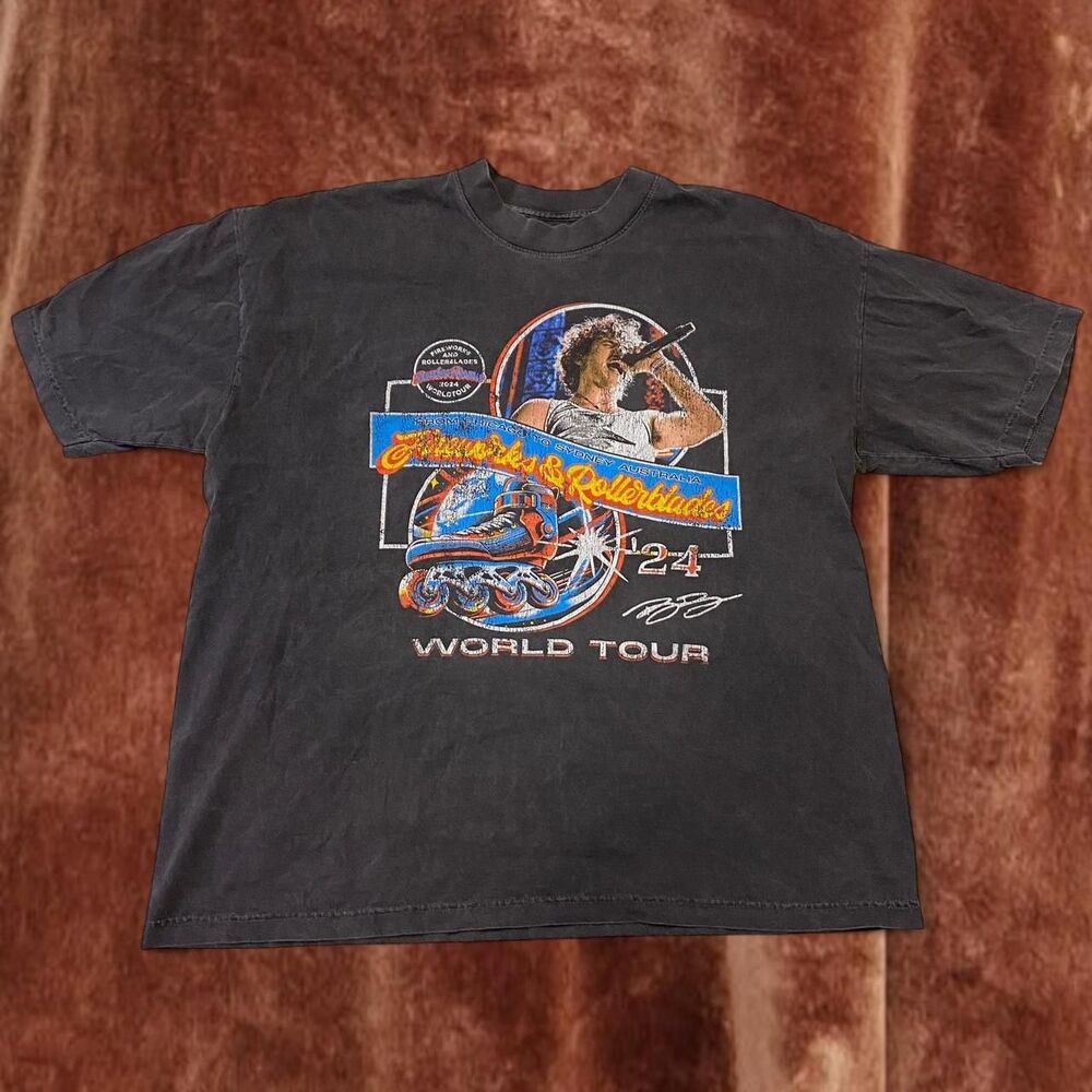 Benson Boone Music Festival Tour Graphic Tee Retro Style Grey XL